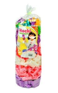 Klocki konstrukcyjne 500 szt. "bączek" różowe