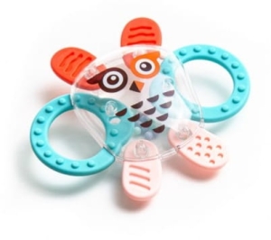 Silikonowy gryzak grzechotka Ptaszek Akuku