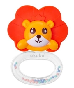 Grzechotka lew z dużą grzywą Akuku pomarańczowy