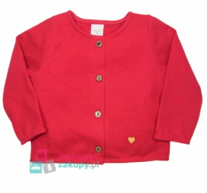 Czerwony sweterek zapinany na guziczki z małych serduszkiem Atut