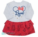 Szara sukienka z czerwoną falbanką Myszka Love