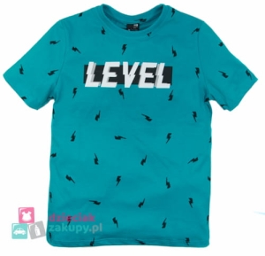 Turkusowa koszulka chłopięca z napisem Level Gt