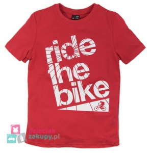 Czerwona koszulka chłopięca z napisem Ride the bike