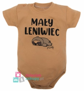 Miodowe body chłopięce z napisem Mały leniwiec Mrofi