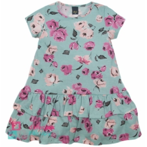 Turkusowa sukienka dla dziewczynki w kwiaty Atut
