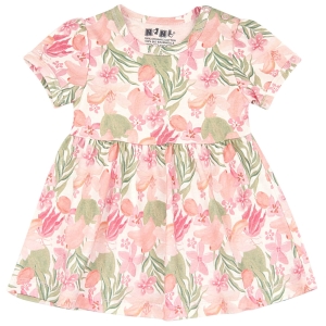 Kwiecista sukienka dla dziewczynki na lato bawełna organiczna Flowers Nini