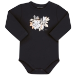 Czarne body dziewczęce z bawełny ogranicznej Kwiatek Nini