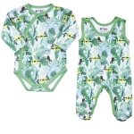 Komplet niemowlęcy body i śpioszki bawełna ograniczna Tukan