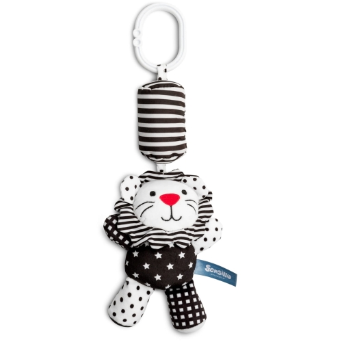 kontrastowa zabawka do wózka z dzwoneczkiem lew sensillo.jpg