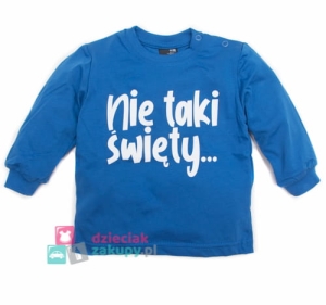 Niebieska bluzka chłopięca z napisem Nie taki święty Gt