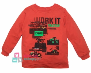 Czerwona bluzka chłopięca z traktorami Tractor Gt