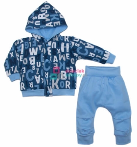 Mrofi dresik chłopięcy dwustronna bluza i spodenki Literki niebieski