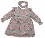 Sukienka dziewczęca w kwiaty z opaską Róża szara Martex