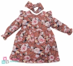 Kwiecista sukienka dziewczęca z falbankami i opaską Róża Martex