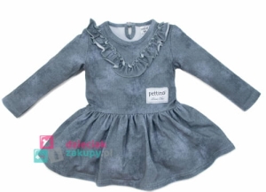 Szara sukienka dziewczęca z falbankami Pettino