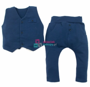 Mrofi ubranie wizytowe chłopięce kamizelka i spodnie granatowe