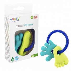 Zestaw gryzaków niemowlęcych Stópki silikon Akuku