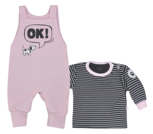 Komplet ogrodniczki i bluzka dla niemowlaka Koala Piesek różowy