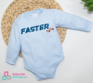 Body chłopięce z autkiem  Mrofi  Wyścig błękitne