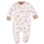 Pajac z bawełny organicznej dla niemowlaka Zoo kremowy