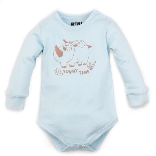 Body niemowlęce bawełna organiczna dla chłopca Nosorożec błękitne.jpg