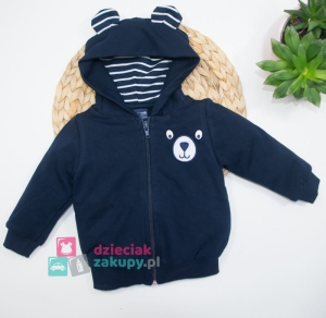 Granatowa bluza dla niemowlaka na zamek GT Miś