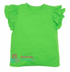 Neonowa bluzka dla dziewczynki z falbankami limonkowa