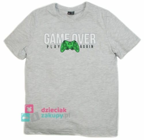 Bluzka dla chłopca na krótki rękaw GT Game Over szara.jpg