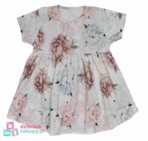 Sukienka na krótki rękaw dla dziewczynki niemowlaka Mrofi Peonia