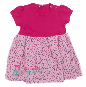 ATUT sukienka dla dziewczynki niemowlaka na krótki rękaw w kwiaty różowa