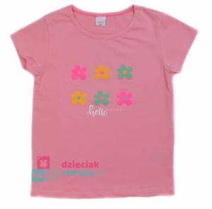 Bluzka dla dziewczynki na krótki rękaw ATUT Kwiaty różowa