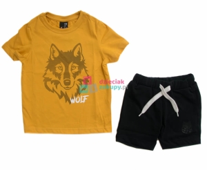 Komplet dla chłopca bluzka na krótki rękaw i czarne spodenki GT Wilk