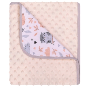 Kocyk minky dla niemowlaka Sowa kremowy