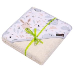 Ręcznik bambusowy z kapturkiem dla niemowląt Sowa beżowy