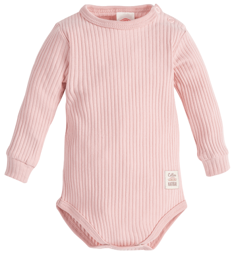 Body dla niemowlaka dziewczynki na długi rękaw gruby prążek Makoma Harmony różowe .png