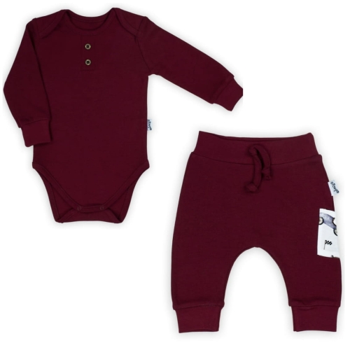 Komplet dla niemowlaka chłopca body i spodnie Bamarnicol bordowy .jpg