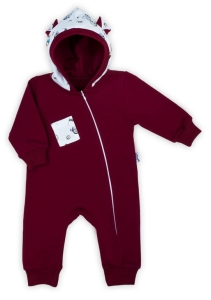 Dresowy pajacyk dla niemowlaka chłopca Bamarnicol bordowy
