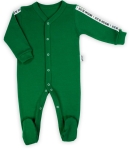 Pajacyk dla niemowlaka chłopca z napisem Just be Awesome Bamarnicol butelkowa zieleń