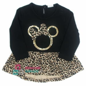 Czarna sukienka dla dziewczynki niemowlaka Myszka Panterka