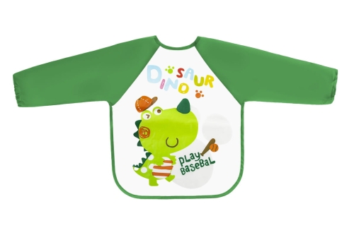 Śliniak ceratowy z rękawami 6m+ Dino Bocioland zielony .jpg