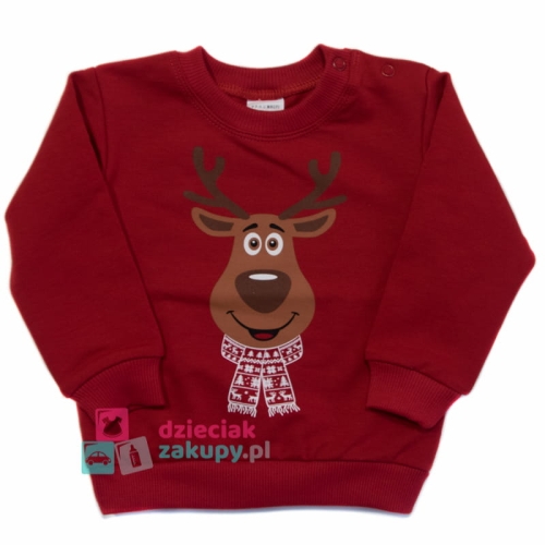 Czerwona świąteczna bluza dla niemowlaka z reniferem Nico Mrofi.jpg