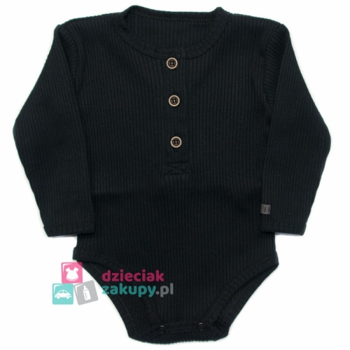Body dla niemowlaka na długi rękaw prążek Mrofi Polo czarne (.jpg