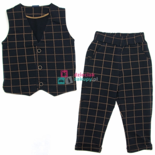 Elegancki zestaw dla chłopca kamizelka i spodnie GT Krata .jpg