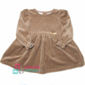 Welurowa sukienka dla dziewczynki niemowlaka Atut beżowa