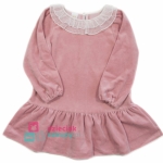 Welurowa sukienka dla dziewczynki z kołnierzykiem Atut