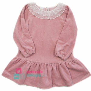 Welurowa sukienka dla dziewczynki z kołnierzykiem Atut