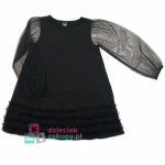 Sukienka dla dziewczynki z tiulowymi rękawami Atut czarna