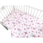 Pościel do łóżeczka dla niemowląt 135x100 cm kołderka, poduszka 40x60 cm Lis i królik róż
