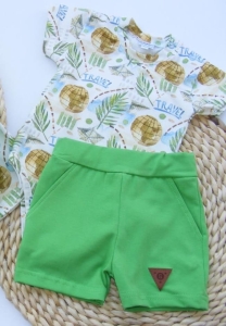 Komplet ubranek dla chłopca body na krótki rękaw i krótkie spodenki Gamex Travel