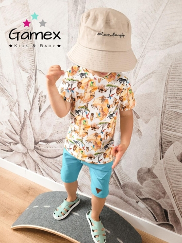 Komplet ubranek bluzka na krótki rękaw i krótkie spodenki Gamex Safari.jpg